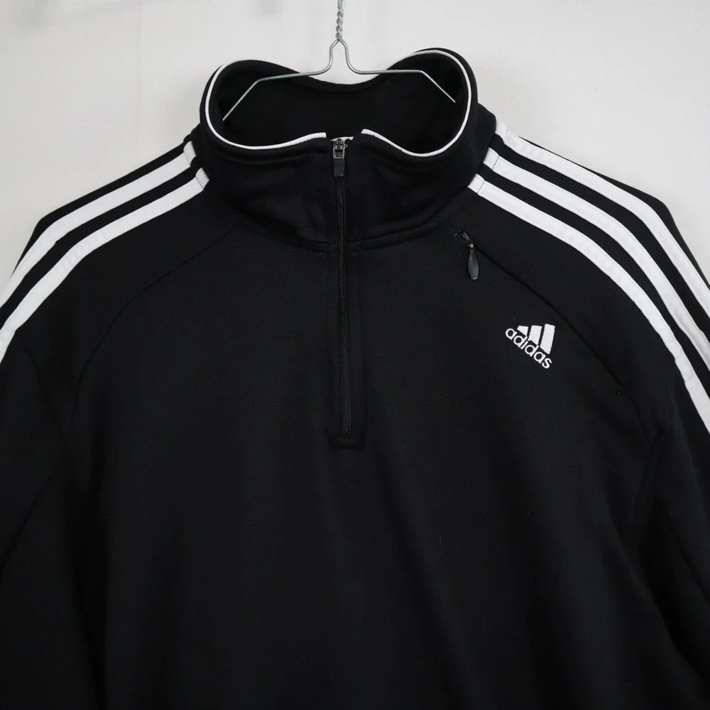 Adidas 1/4 Zip Pullover Mens Large‎ Activewear Mock Neck Black Long Sleeve